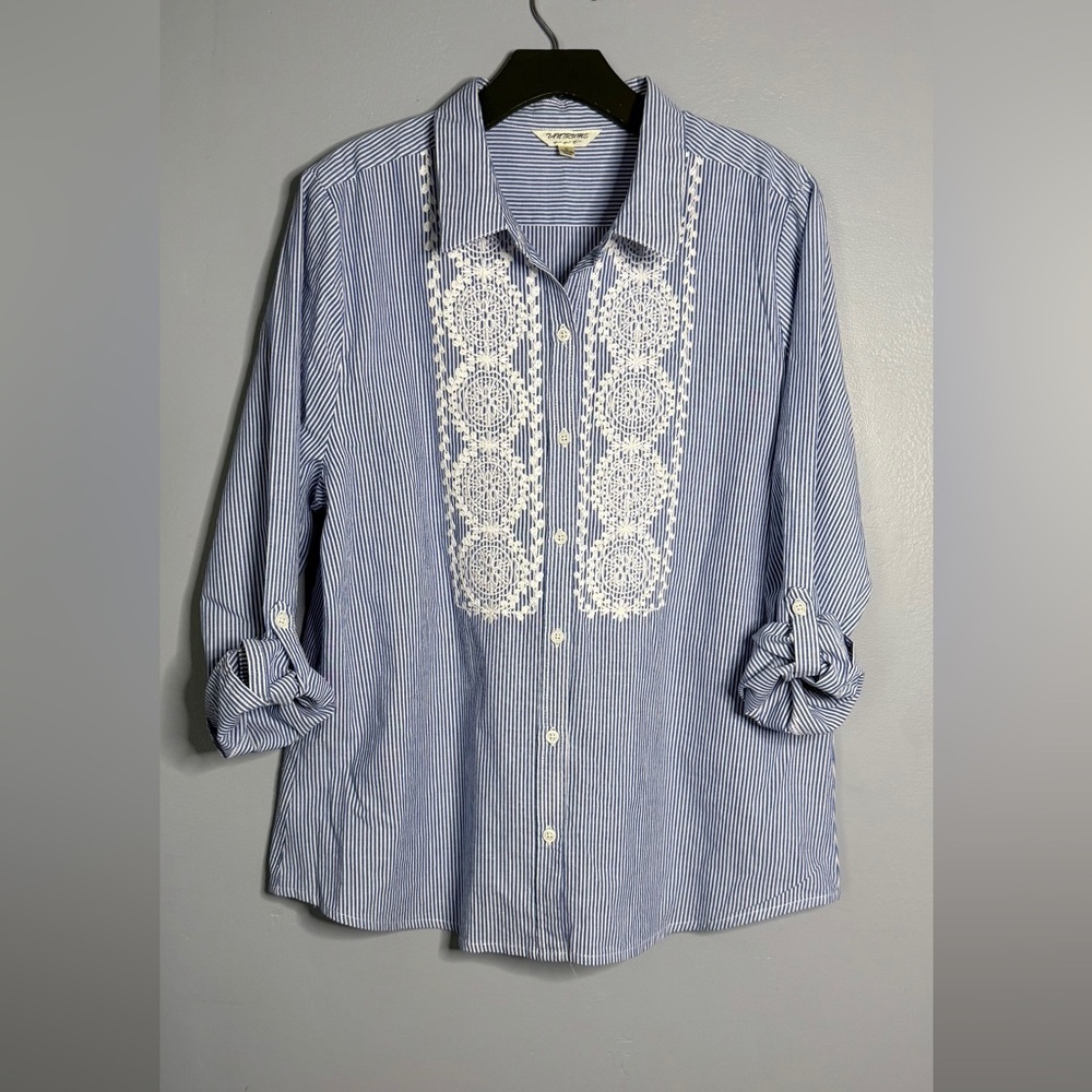 Tantrums Blue and White Striped Shirt